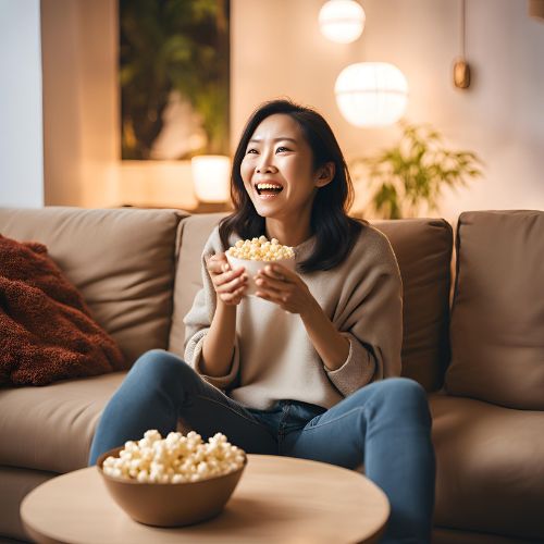 lady eating popcorn